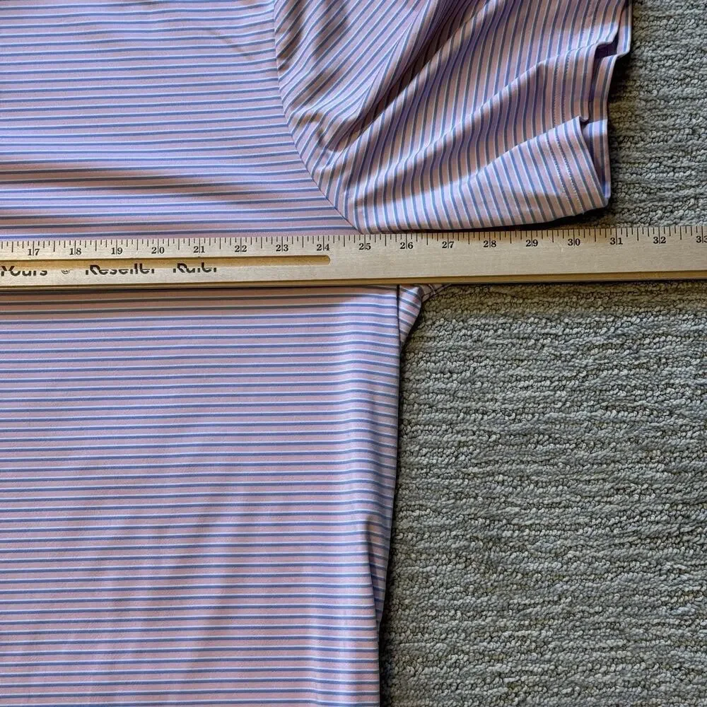 RLX Ralph Lauren Polo Shirt Men’s XXL Pink Blue Stripe‎ Short Sleeve Golf Active